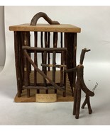 Handmade Wooden Cage With Carved Deer - Made By Wabi Wood Shop In Maine - $643.15 MXN