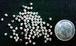 White gold plated 2.4mm round seamed spacer beads 100 pcs in each lot fpb095 - £1.19 GBP