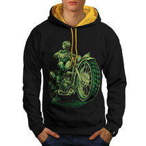 Wellcoda Biker Bike Death Skull Mens Contrast Hoodie,  Casual Jumper - £31.46 GBP