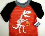 Toddler Boys Orange &amp; Black Halloween Trick or Treat Dinosaur T-Shirt To... - $9.21