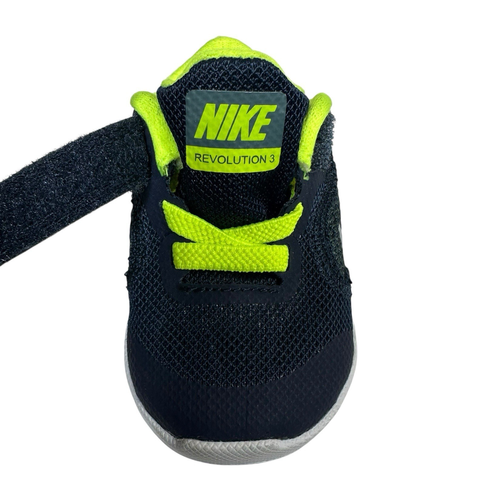 Nike Revolution 3 Baby Boys Sneakers Athletic Shoes Navy Blue Neon Yellow Sz 2C Item image 5
