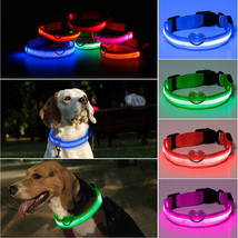 LED Flashing Pet Collar Glowing Dog Collar For Safety Walking Pet - Battery - £7.85 GBP