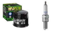 Oil Filter NGK Spark Plug Tune Up Kit For Suzuki QuadRunner 500 Eiger LT... - £14.05 GBP