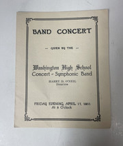 Band Concert | Washington High School April 17, 1931 b Harry D. O&#39;Neil - £11.78 GBP