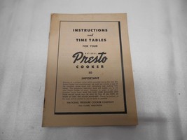 Old National Presto Cooker &quot;50&quot; Instructions &amp; Time Tables Owners Manual Adverti - £15.85 GBP