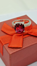 Bague de mariage en argent sterling 925 avec rubis rouge taille coussin... - £51.70 GBP