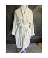 Ralph Lauren Bath Robe Women Medium Ivory Cream Plush Long Sleeve Sleepwear - $28.30