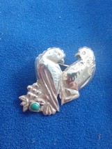 Mexican 925 Sterling Silver Birds Turquoise Pin Brooch Free Shipping - $19.99