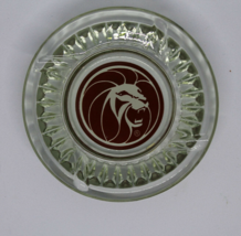 Vintage Advertising MGM Grand Hotel Ashtray Red Lion Head Logo Clear Gla... - £17.50 GBP