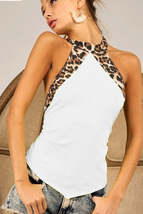 BiBi Triblend Leopard Halter Neck Tied Detailed Top - $16.64