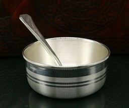999 fine sterling silver handmade solid silver bowl and spoon, kids bowl sv120 - £123.44 GBP