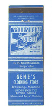 Gene&#39;s Clothing Store - Browning, Montana 20 Strike Matchbook Cover Matchcover - £1.56 GBP
