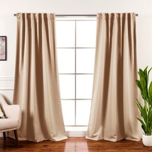 52 x 102 inch Solid Beige Cream Thermal Blackout Curtain Panels - Set of 2 - $2,501.51 MXN