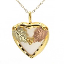 Rushmore Gold Co. 10K Black Hills Gold Mother of Pearl Heart Pendant Necklace - £94.60 GBP