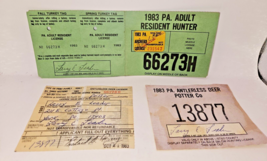 VTG 1983 PENNSYLVANIA Resident Hunting License ANTLERLESS DEER Tag permi... - $12.59