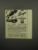 1950 AAA American Automobile Association Ad - See Europe in a Private Car - £14.78 GBP