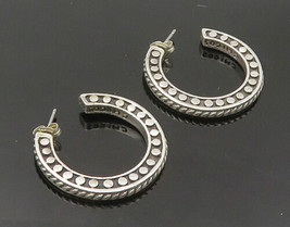 CHICOS 925 Silver  - Vintage Circle Pattern Twist J-Hoop Earrings - EG11571 - £37.24 GBP