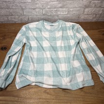 SLEEP SENSE Thick Top Very Soft Blue Plaid Sleep Sweater Shirt Long Sleeve Sz S - £11.29 GBP