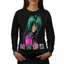 Wellcoda Anime Green Funk Womens Sweatshirt, Colorful Casual Pullover Jumper - £23.08 GBP+