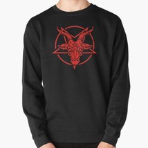  Red Pentagram Baphomet Goat Men&#39;s Pullover Black Sweatshirt - £26.14 GBP