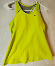 Nike Dri Fit Tank Top Womens Small Neon Yellow Round Neck Sleeveless Crossback - £9.68 GBP