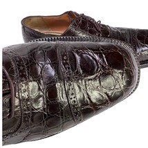 Salvatore Ferragamo Brown Cap Toe Genuine Crocodile Exotic Men&#39;s Oxford Sz 11 D - £557.27 GBP