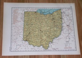 1943 Original Vintage Wwii Map Of Ohio / Verso North Dakota - £16.76 GBP