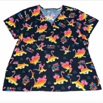 Disney Womens Sz XL Black Scrub Shirt Lion King Pumba Timone Nurse Vet X... - $19.99