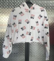 Kodak Cropped Hoodie White All-Over Print Red Lined Hood Women’s Medium ... - €12,68 EUR