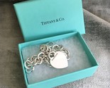 Tiffany &amp; Co Sterling Silver Blank Heart Tag Charm Bracelet with Box - $259.00