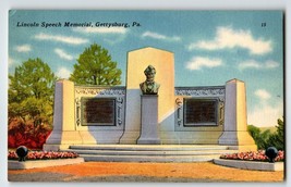 Abraham Lincoln Speech Memorial Gettysburg Pennsylvania Linen Postcard Unposted - £6.17 GBP