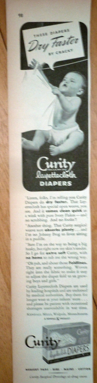 Curity Diapers Magazine Advertising Print Ad 1940s - $3.99