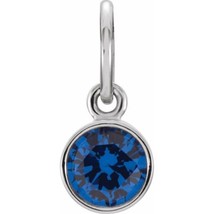 Sterling Silver 4mm Round Imitation Blue Sapphire Birthstone Charm - £66.34 GBP