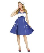 Womens Sailor Halloween Costume Sweet Blue Halter Dress &amp; Hat 2 Pc Plus-... - $38.61