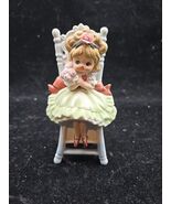 Lefton Porcelain Girl On Chair W/Flower Bouquet Mcm Decor Collectible Nu... - $26.57 CAD