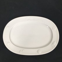 Apilco Ocean 13&quot; Oval Serving Platter Solid White Fish Shells Lobster Seafood - £158.26 GBP
