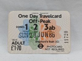 Vintage 1986 London Regional Transport One Day Travelcard Off-Peak Train... - £76.73 GBP