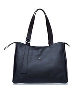 Bruno Rossi Italian Made Black Calf Leather Large Carryall Tote Handbag - $6,360.96 MXN