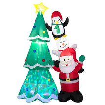 Inflatable Christmas Tree Santa Claus Snowman Penguin 8.7-Ft Outdoor Yard Decor - £83.95 GBP