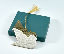 Christmas Ornament Lenox Santa&#39;s Sleigh  2D Porcelain With Box and Paper... - £7.07 GBP