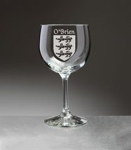 O&#39;Brien Irish Coat of Arms Red Wine Glasses - Set of 4 (Sand Etched) - £53.68 GBP