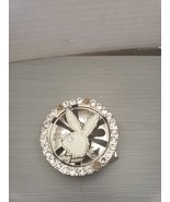 Playboy Rhinestone Belt Buckle Black Spinner Spinning Bunny Head Logo  - $20.42 CAD
