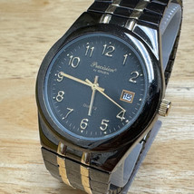 Gruen Precision Quartz Watch Men Gold-Black Stretch Japan Analog Date Ne... - $23.74