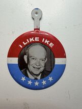 Vintage I LIKE IKE Tab Pin Button Vote for SEAGRAM'S 7 Whiskey - $9.89