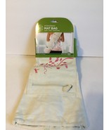 Gaiam Embroidered Yoga Mat Bag with Handy Pocket Cream White with Pink Flowers - $7.90