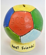 Ceramic Futbol Soccer Ball Colorful Money Coin Piggy Bank w/ Plug Best F... - $29.65