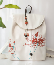 Vintage Flower Embroidery Backpack | Retro School Work Floral Bag Tote #144 - £43.01 GBP