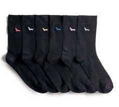 6 Pair of Women’s Black Ankle Socks w/ Embroidered Dachshunds - £29.13 GBP