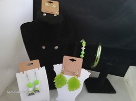 5 Piece Green Jewelry Set, Earrings, Bracelet and Bangle (93) $12.99 - $12.99