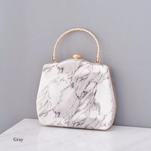 Marble Print Acrylic Evening Clutch with  Ring Handle Dinner Party Box Handbag C - £70.89 GBP